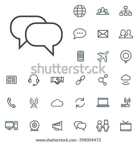 Linear communication icons set. Universal communication icon to use in web and mobile UI, communication basic UI elements set Royalty-Free Stock Photo #398004472