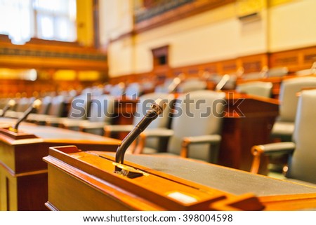 the microphone in a courtroom Royalty-Free Stock Photo #398004598