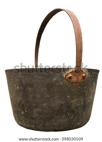 An Isolated Vintage Brass Or Bronze Pail Or Bucket