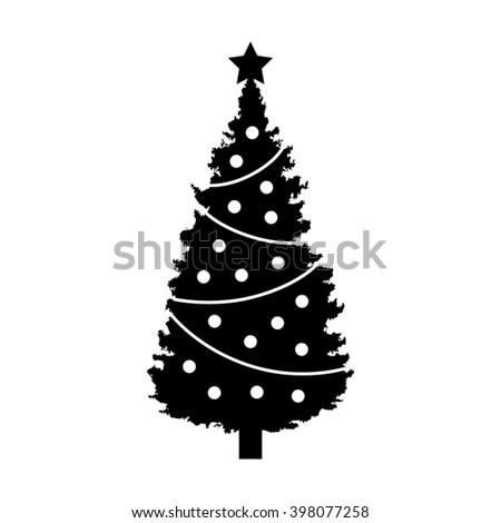 Christmas tree with decorations & star flat vector icon for apps and websites