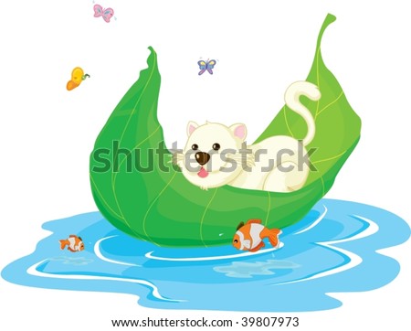 illustration of a cat sitting in boat