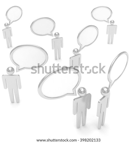 people with talk bubbles isolated over a white background. 3D rendering.