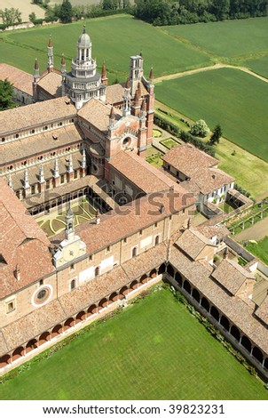aerial photography of Certosa Pavia