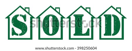 sold tag on a white, vector illustration