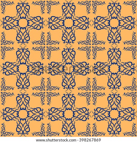 Art deco seamless vitage pattern design vector wallpaper.  vector seamless ornamet wallpaper on yellow background.