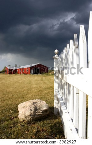 Summer Storm Over a Red Barn ; Ominous Clouds
