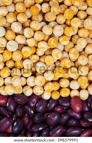 colorful pea and bean - top view