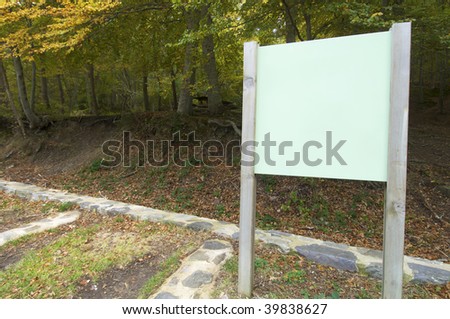 green signboard in a forest