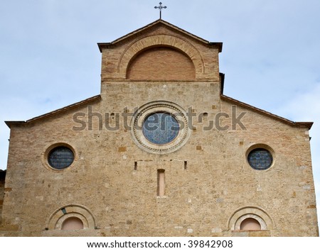 Old medieval church in San Gimignano, Italy