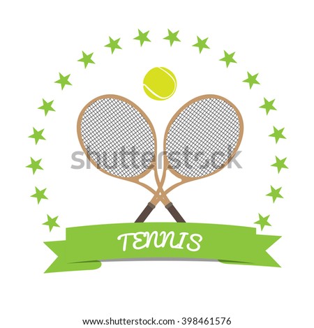 Isolated tennis rackets and a tennis ball on a white background