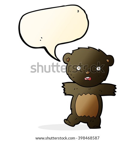 cartoon shocked black bear cub with thought bubble