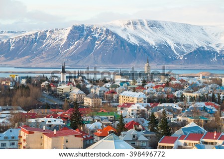 Scenery view of Reykjavik the capital city of Iceland in late winter season. Reykjavik is one of Europe's most dynamic and interesting cities. Royalty-Free Stock Photo #398496772