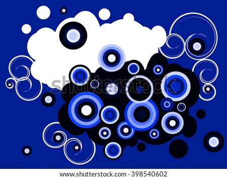 Clip art abstract background with swirls and  colored  circles for wallpaper, web design,paper,surface textures, fabric textile