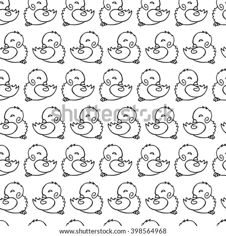 Seamless pattern background with cute chickens. Happy Easter. Vector design.