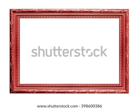 red vintage picture and photo frame isolated on white background