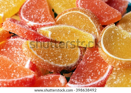 sweet delicious candy colored slices of marmalade