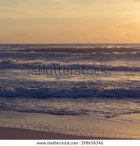 beautiful summer sea, landscape sunshine in the morning have a good time background, image used vintage filter