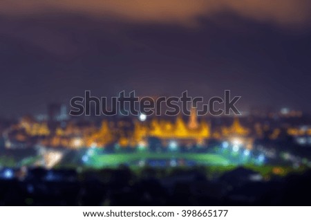 Blurred lights from the top view of Palace, Thailand.