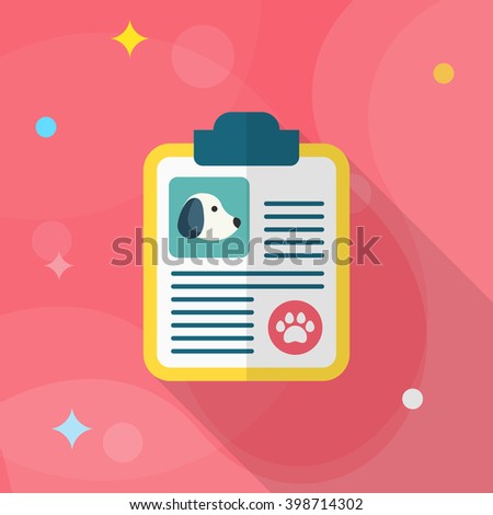 Pet Medical records icon , Vector flat long shadow design.