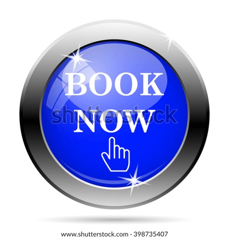 Book now icon. Internet button on white background. EPS10 vector
