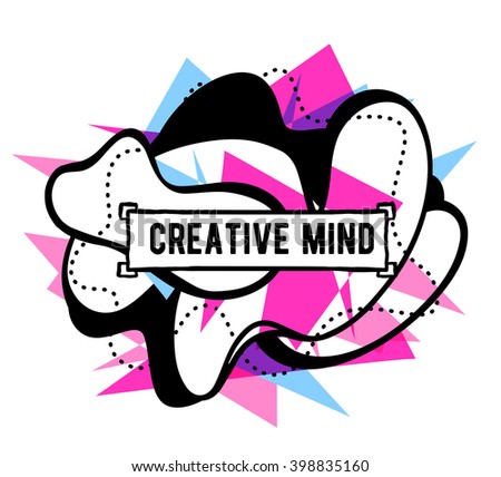 Vector illustration of colorful pink and blue abstract composition with frame and black quote on white background. Line art design for web, site, banner, poster, board, card, paper print, t-shirt.