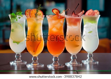 cocktails and soft drinks Royalty-Free Stock Photo #398837842
