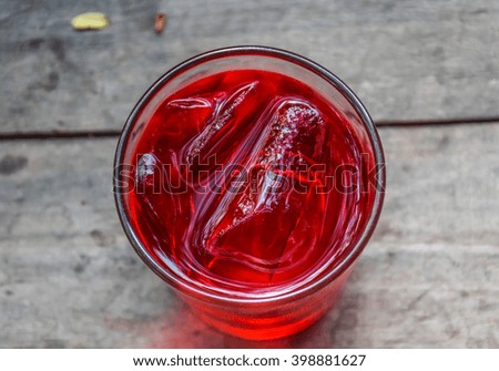 Red soda in glass