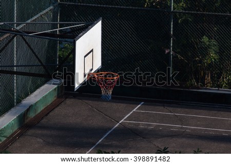 Basketball court in city. Outdoor playground
