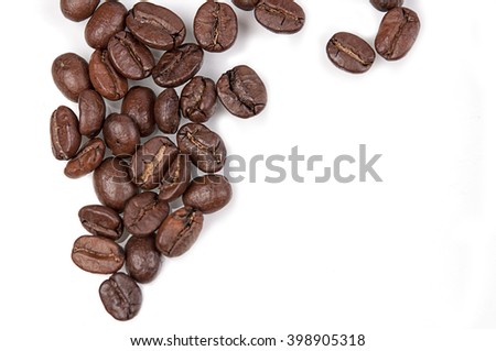roasted coffee beans white back ground.
