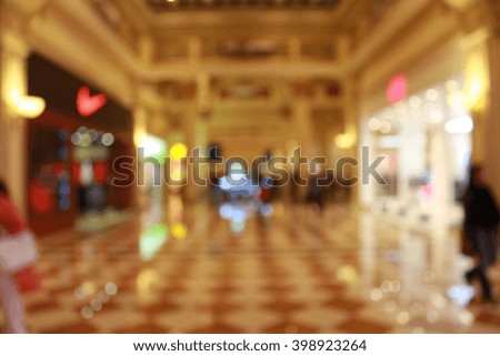 abstract Department store walkway Golden Blurred background. 