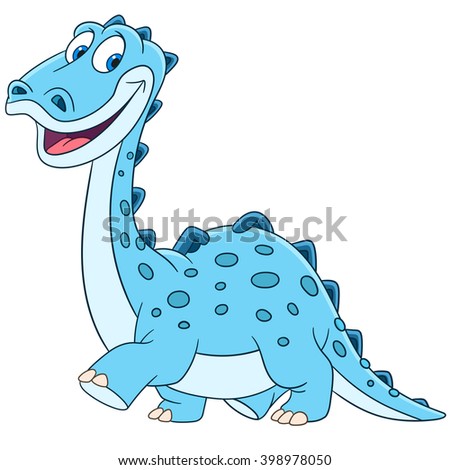 Dinosaur. Diplodocus. Cartoon character isolated on white background. Colorful design for kids activity book, coloring page, colouring picture. Vector illustration for children.