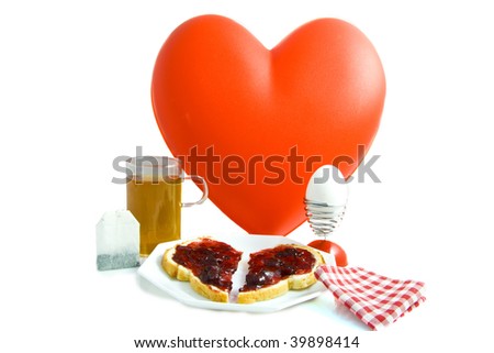 Breakfast  for someone special isolated on a white background