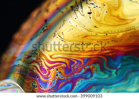 Blurred color and close up photograph of a bubble style