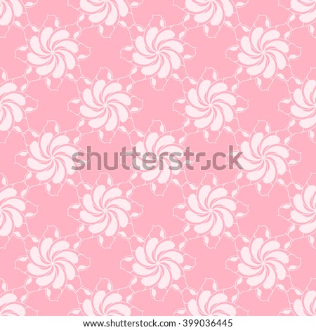 Seamless creative hand-drawn pattern of stylized flowers in pastel pink and light rose colors. Vector illustration.