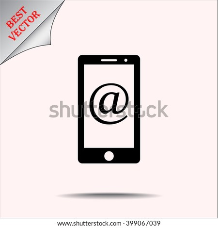 Mobile phone with Email
 sign icon, vector illustration. Flat design style