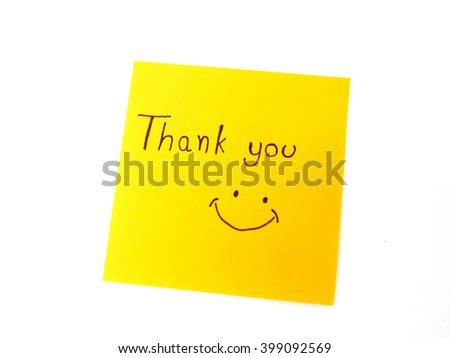 Writting "Thank you" on post note for someone