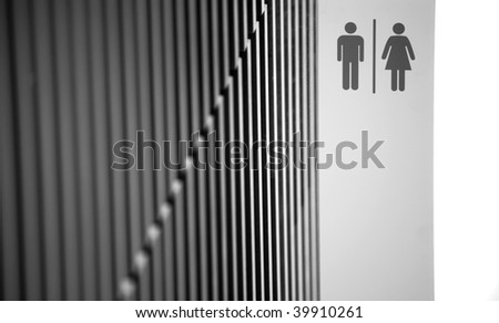 Unisex sign toilet in black and white