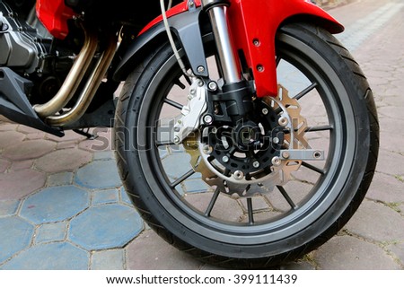 Key lock disk brakes motorcycle.