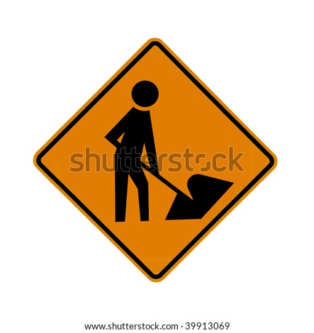 road sign - construction worker