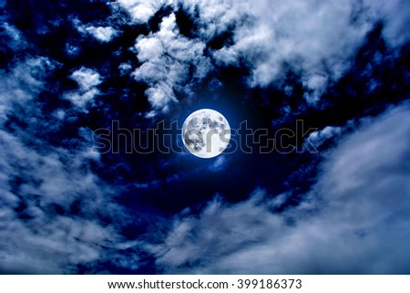 Nightly sky with large moon