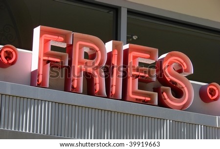 vintage neon fries sign