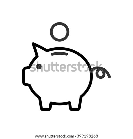 Piggy Bank. Fully scalable vector icon in outline style. Royalty-Free Stock Photo #399198268