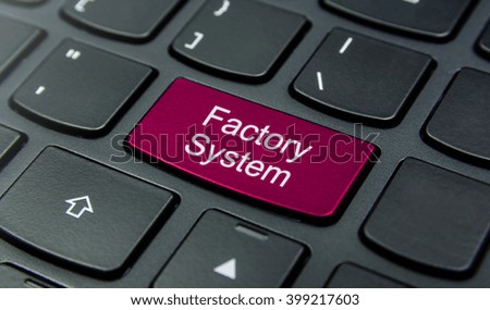 Business Concept: Close-up the Factory System button on the keyboard and have Magenta color button isolate black keyboard