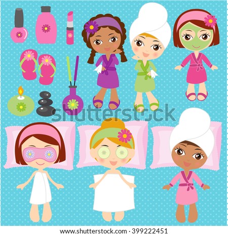 Spa elements for kids spa party Royalty-Free Stock Photo #399222451