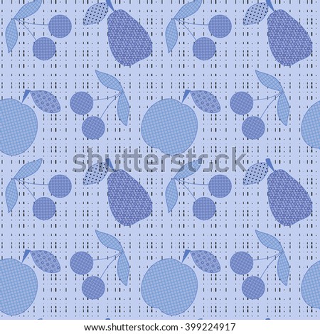 Decorative seamless pattern patchwork with fruit, bright spring or summer fabric to stitch the design