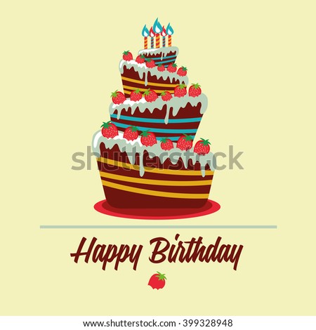 Happy birthday card. Birthday cake. Colorful birthday. Vector Illustration