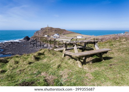 cape cornwall and porth nanven coastline. Picnic bench