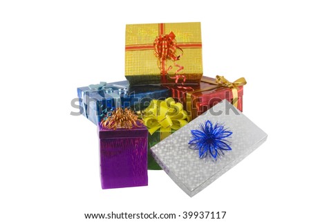 Color gift boxes isolated on the white