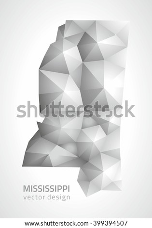 Mississippi grey vector map