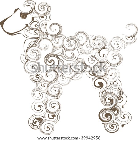 Computer generated illustration vector: swirl cartoon poodle